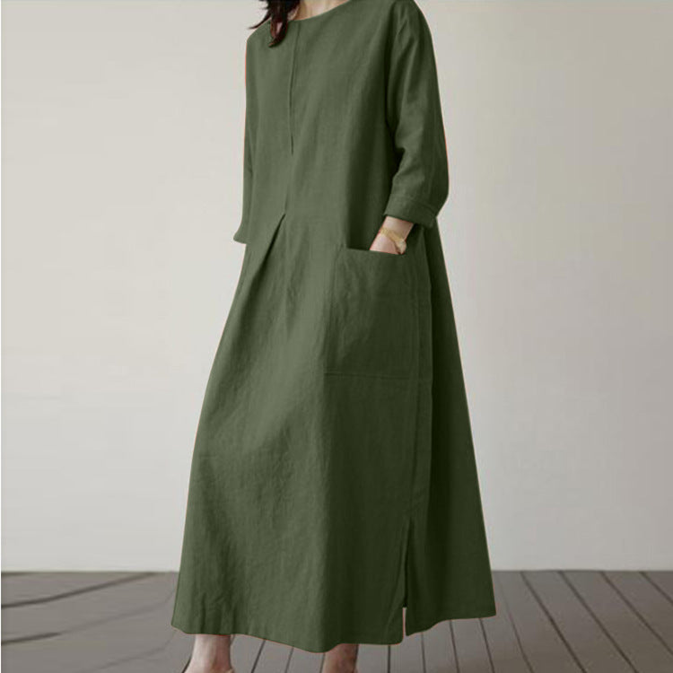 Autumn Solid Elegant Dress For Women